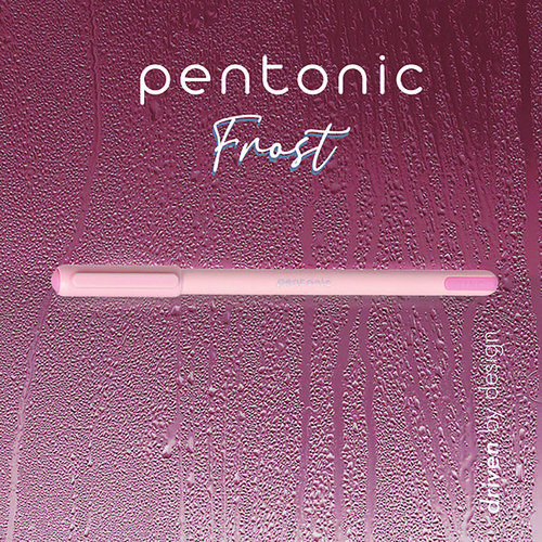 PENTONIC Frost Pen, Stick, Fine 0.7 mm, Red Ink, Pale Pink Barrel, 10/Pack