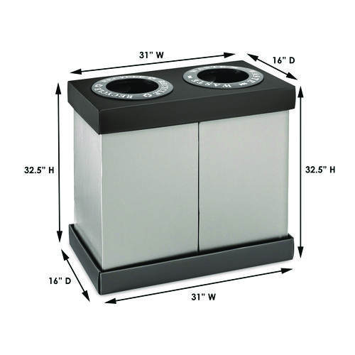 28 Gal Indoor Trash Can and Recycling Bin, Corrugated Polypropylene, Gray, 2 Bin