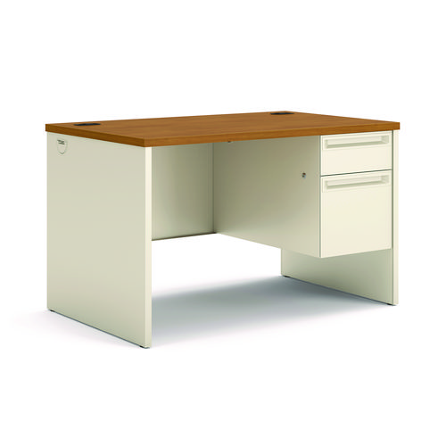 38000 Series Right Pedestal Desk, 48" x 30" x 29.5", Harvest/Putty