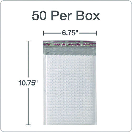 Poly Bubble Mailers, #0, Barrier Bubble Cushion, Redi-Seal Adhesive Closure, 6 x 9, White, 25/Pack