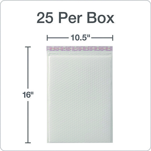 Poly Bubble Mailers, #5, Barrier Bubble Cushion, Redi-Seal Adhesive Closure, 10.5 x 15, White, 25/Pack