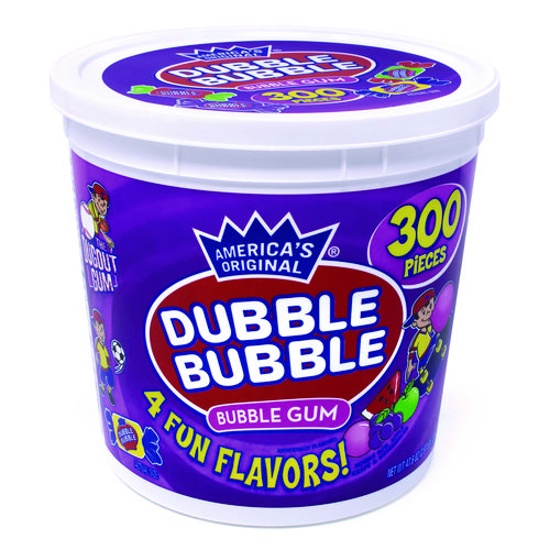 Bubble Gum Assorted Flavor Twist Tub, 300 Pieces/Tub, 1 Tub/Carton