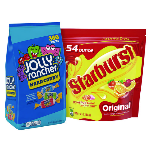 Chewy and Hard Candy Party Asst, Jolly Rancher/Starburst, 8.5 lbs Total, 2 Bag Bundle