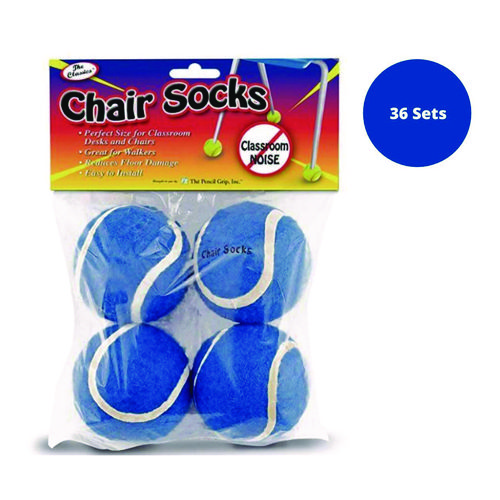 Chair Sox, 2.5", Blue Felt/Rubber, 4/Pack, 36 Packs/Carton