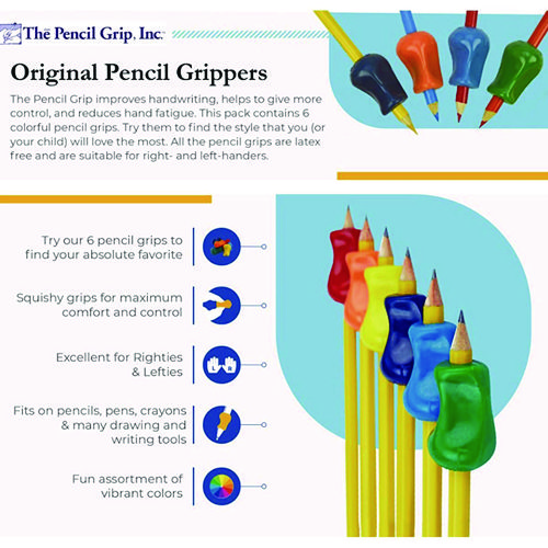 Original Pencil Grip, 1" Long, Assorted Colors, 72/Carton