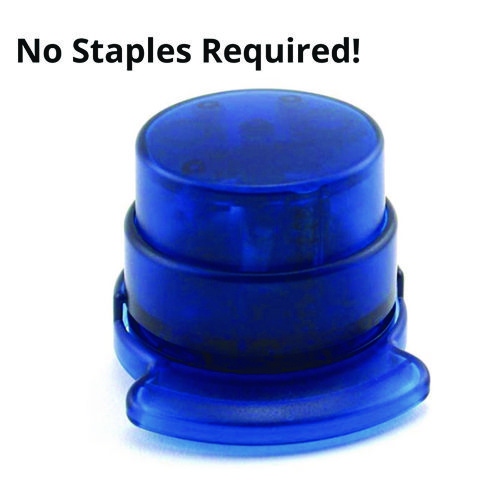 Staple-Free Stapler, 5-Sheet Capacity, 0.5" Throat Depth, Blue, 24/Carton