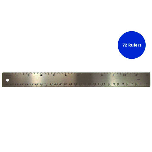 Stainless Steel Ruler, Standard/Metric, 12" Long, Silver, 72/Carton