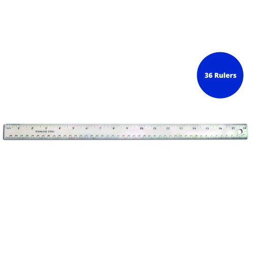 Stainless Steel Ruler, Standard/Metric, 18" Long, Silver, 36/Carton