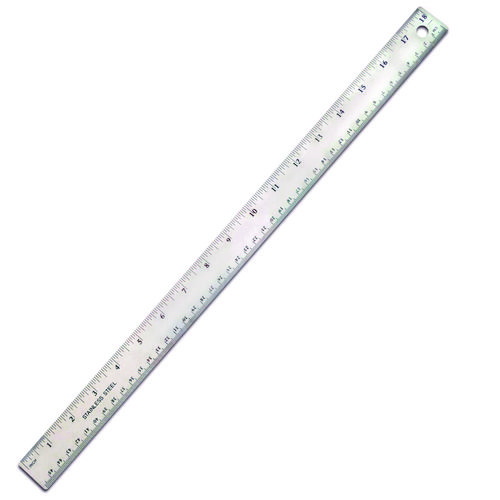 Stainless Steel Ruler, Standard/Metric, 18" Long, Silver, 36/Carton