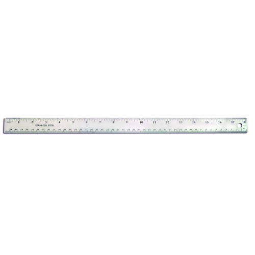 Stainless Steel Ruler, Standard/Metric, 18" Long, Silver, 36/Carton