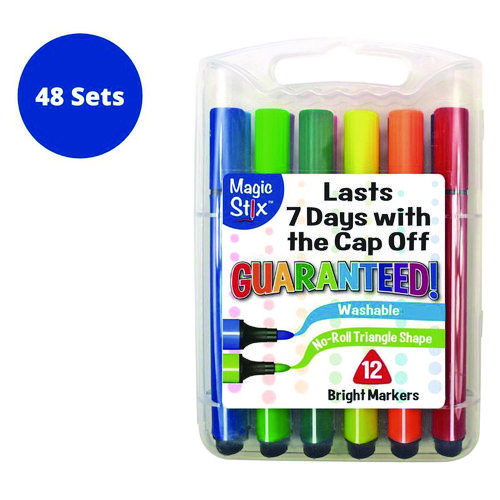 Magic Tri Stix Set, 12 Assorted Colors, 12/Set, 48 Sets/Carton