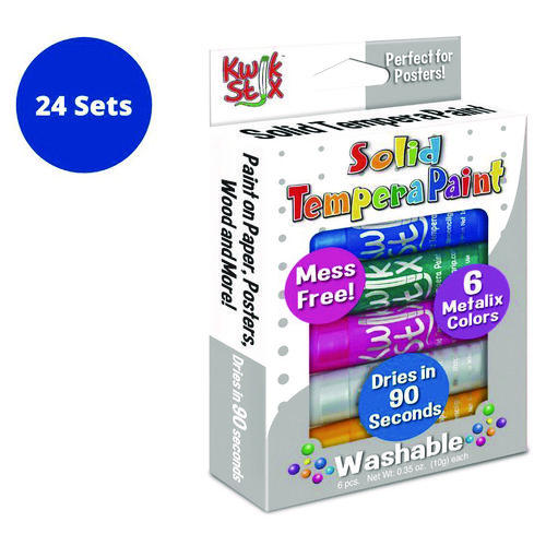 Kwik Stix Tempera Paint Set, 6 Assorted Metallic Colors, 6/Set, 24 Sets/Carton