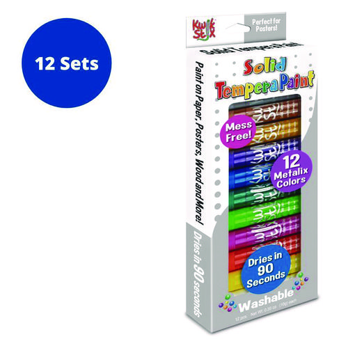 Kwik Stix Tempera Paint Set, 12 Assorted Metallic Colors, 12/Set, 12 Sets/Carton