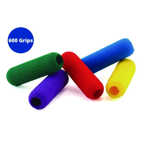 Foam Pencil Grip, 0.5" Long, Assorted Colors, 600/Carton