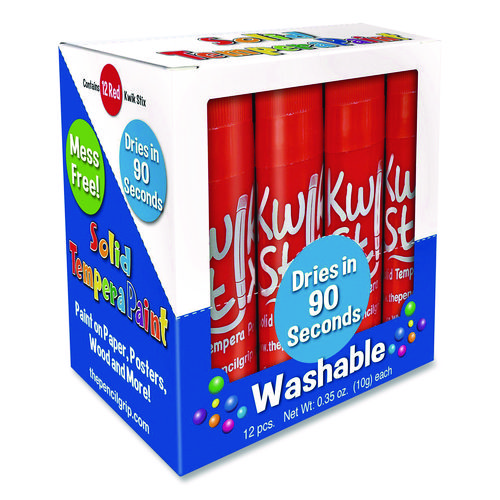 Kwik Stix Single Color Pack, 0.7" x 3.5", Red, 12/Pack, 12 Packs/Carton