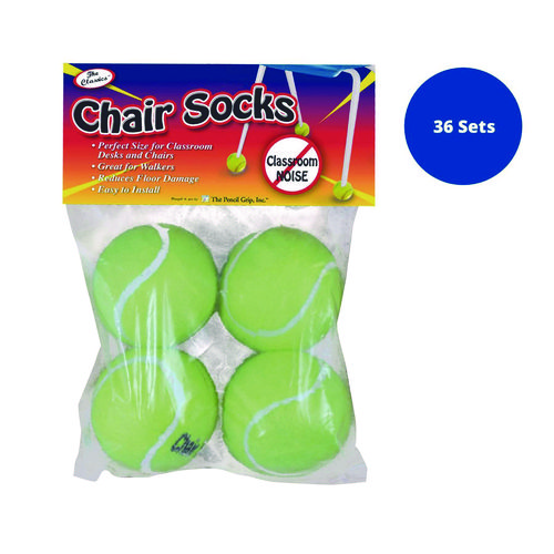 Chair Sox, 2.5", Yellow Felt/Rubber, 4/Pack, 36 Packs/Carton