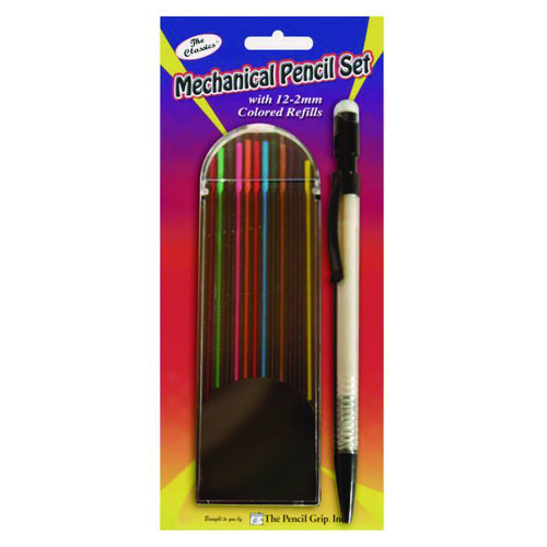 Mechanical Color Pencil Set, 2 mm, 12 Assorted Lead Refills, Gray Barrel, 72/Carton