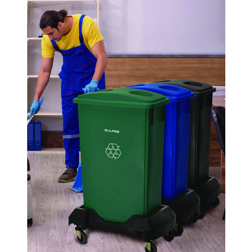 Rectangular Trash Can Dolly, 200 lb Capacity, 8.2 x 24.4 x 15.7, Black