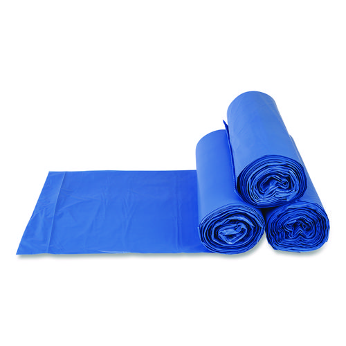 High-Density Commercial Can Liners, 60 gal, 18 mic, 40" x 48", Blue, 200/Carton