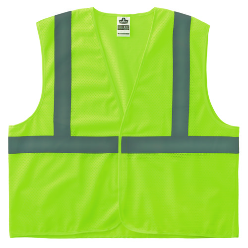 GloWear 8205HL-ECO Class 2 Recycled Hi-Vis Vest, Mesh, Polyester, 4X-Large/5X-Large, Lime