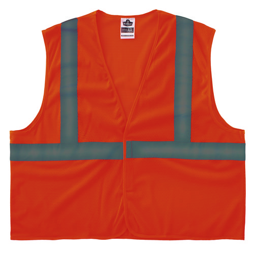 GloWear 8205HL-ECO Class 2 Recycled Hi-Vis Vest, Mesh, Polyester, 2X-Large/3X-Large, Orange