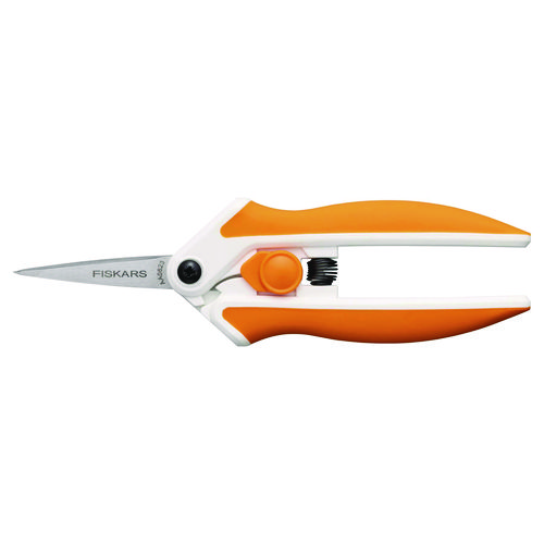 Micro-Tip Easy Action Scissors, 6.1" Long, 1.75” Cut Length, Orange/White Handle