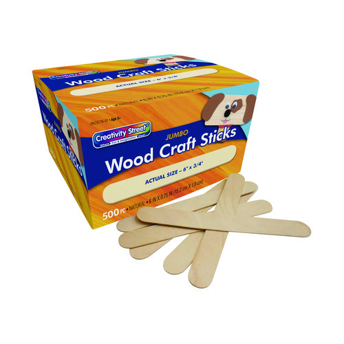 Natural Wood Craft Sticks, 6" x 0.75", Natural, 500/Box