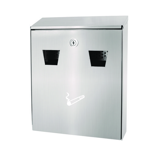 Wall-Mounted Safe Cigarette Disposal Station Outdoor Ashtray, Stainless Steel