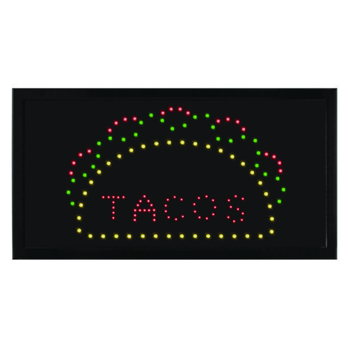 LED Rectangular TACO Sign, 19 x 10, Black Frame, Green/Red/Yellow Graphics