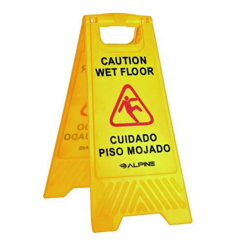 Bilingual Caution Wet Floor Sign, 11.8 x 0.7 x 24.6, Yellow, 3/Carton