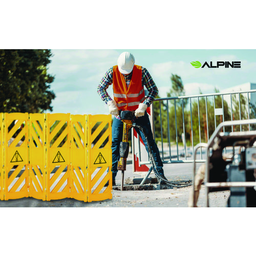 Expandable Portable Fence Barrier Safety Barricade, Plastic, 1.97 x 153.54 x 39.76, Yellow