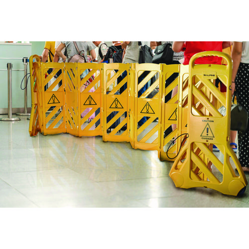 Expandable Portable Fence Barrier Safety Barricade, Plastic, 1.97 x 153.54 x 39.76, Yellow