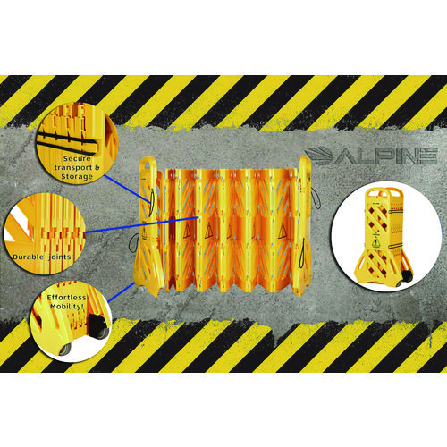 Expandable Portable Fence Barrier Safety Barricade, Plastic, 1.97 x 153.54 x 39.76, Yellow