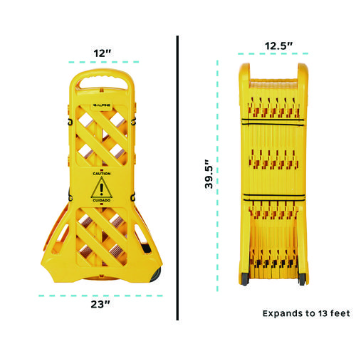 Expandable Portable Fence Barrier Safety Barricade, Plastic, 1.97 x 153.54 x 39.76, Yellow