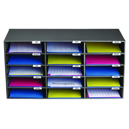 File Classroom Literature Organizer, 15 Sections, Letter Size, 32 x 13 x 17, Black