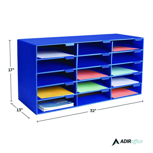 File Classroom Literature Organizer, 15 Sections, Letter Size, 32 x 13 x 17, Blue