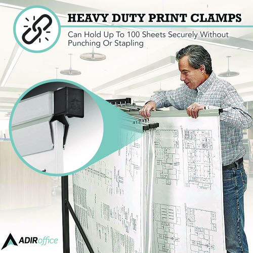 Blueprint Large File Document Hanging Clamps, 42" Wide Document, 42", Silver, 6 Clamps