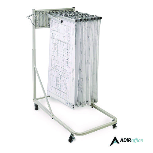 Blueprint Storage Cabinet Rolling Stand, Assorted Document Sizes Accommodated, 27" x 28.5" to 46.5" x 46" to 66", Gray