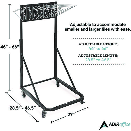 Blueprint Storage Cabinet Rolling Stand, Assorted Document Sizes Accomodated, 27" x 28.5" to 46.5" x 46" to 66", Black