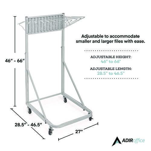 Blueprint Storage Cabinet Rolling Stand, Assorted Document Sizes Accommodated, 27" x 28.5" to 46.5" x 46" to 66", Gray