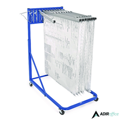 Blueprint Storage Cabinet Rolling Stand, Assorted Document Sizes Accomodated, 27" x 28.5" to 46.5" x 46" to 66", Blue