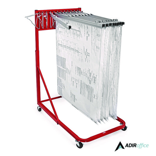 Blueprint Storage Cabinet Rolling Stand, Assorted Document Sizes Accomodated, 27" x 28.5" to 46.5" x 46" to 66", Red