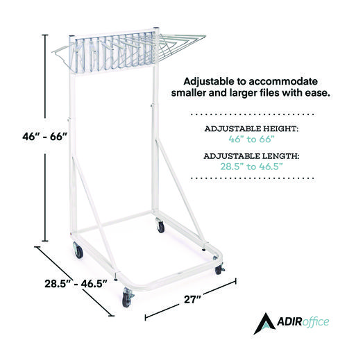 Blueprint Storage Cabinet Rolling Stand, Assorted Document Sizes Accomodated, 27" x 28.5" to 46.5" x 46" to 66", White