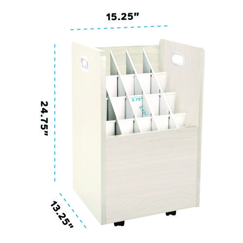 20-Slot Mobile Rolling Wood Blueprint Storage Cabinet Roll File Large Document Organizer, 15.25 x 13.25 x 24.75, White