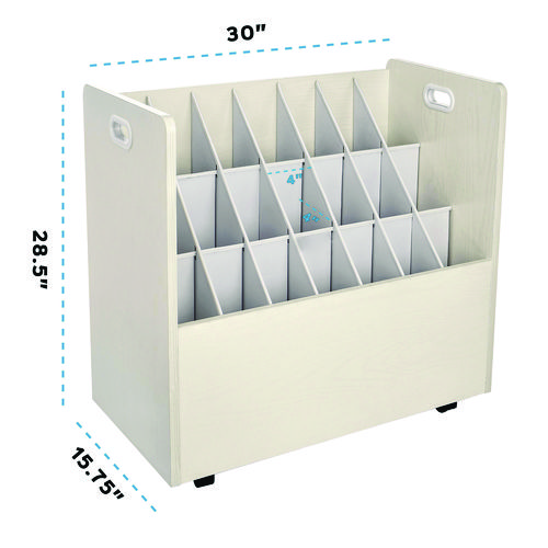 21-Slot Mobile Rolling Wood Blueprint Storage Cabinet Roll File Large Document Organizer, 30 x 15.75 x 28.5, White