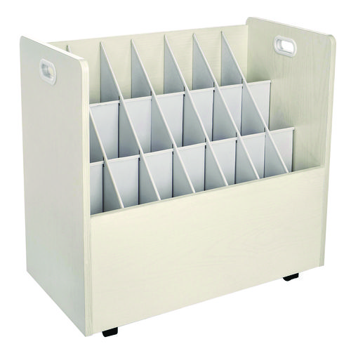 21-Slot Mobile Rolling Wood Blueprint Storage Cabinet Roll File Large Document Organizer, 30 x 15.75 x 28.5, White