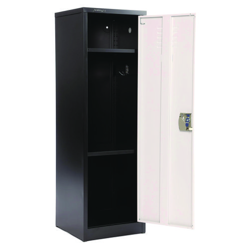 Steel Storage Locker, 1 Compartment, 15 x 15 x 48, Black Body/White Doors