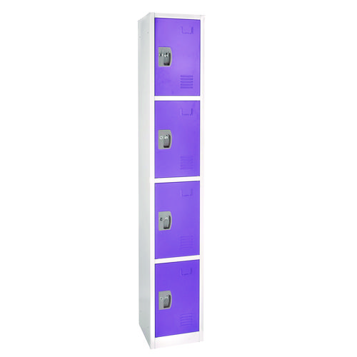 Steel Storage Locker, 4 Compartment, 12 x 12 x 72, Purple