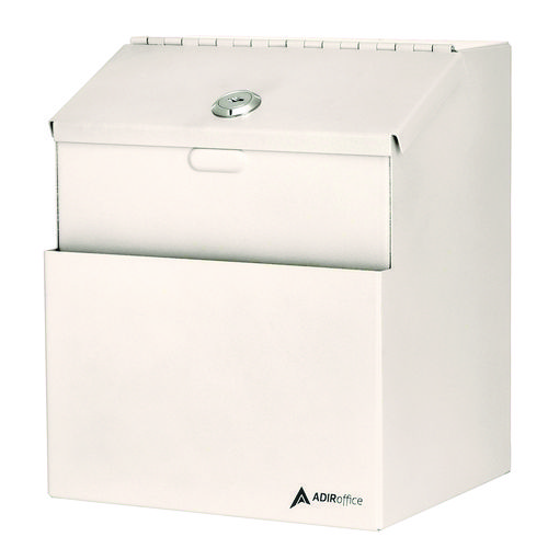 Wall Mountable Steel Suggestion Secure Drop Box with Key, 7 x 6 x 8.5, Stainless Steel 304, White