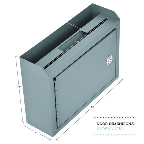 Medium Size Steel Multi-Purpose Secure Drop Box, 9.8 x 3.4 x 7.5, Gray